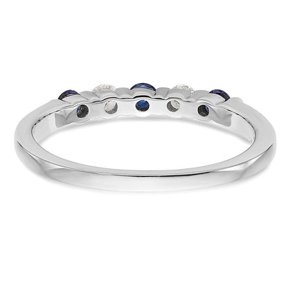 14K Weißgold Ehering mit natürlichen Diamanten und blauem Saphir