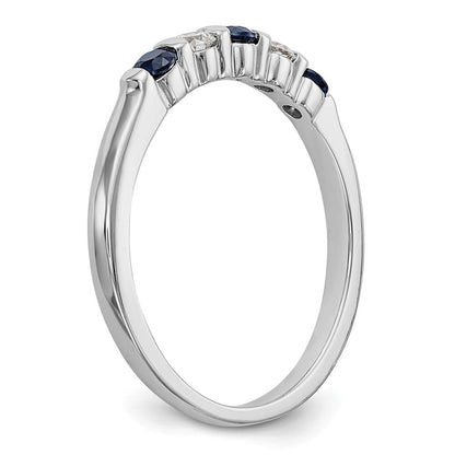14K Weißgold Ehering mit natürlichen Diamanten und blauem Saphir