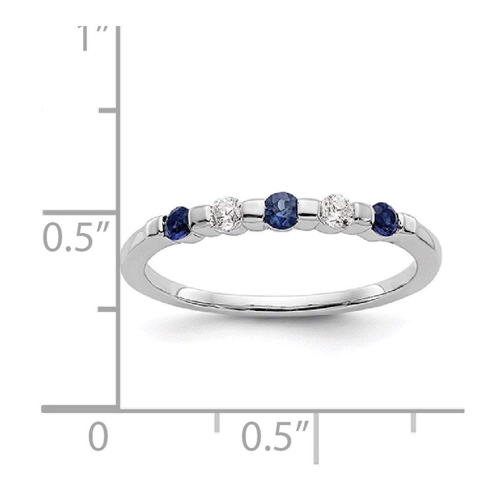 14K Weißgold Ehering mit natürlichen Diamanten und blauem Saphir