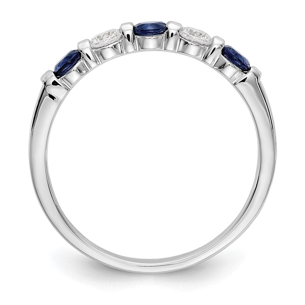 14K Weißgold 2,9 mm Saphir AA und echter Diamant Memoire-Ring
