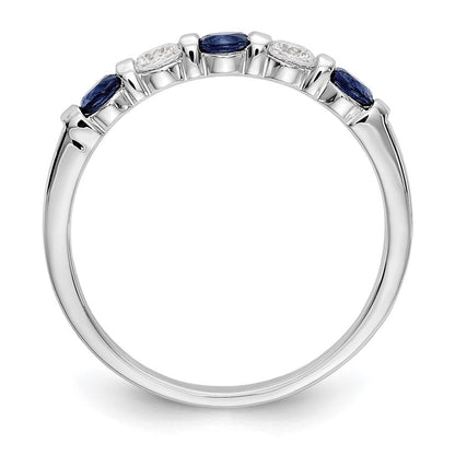 14K Weißgold 2,9 mm Saphir AA und echter Diamant Memoire-Ring