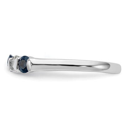 14K Weißgold 2,9 mm Saphir AA und echter Diamant Memoire-Ring