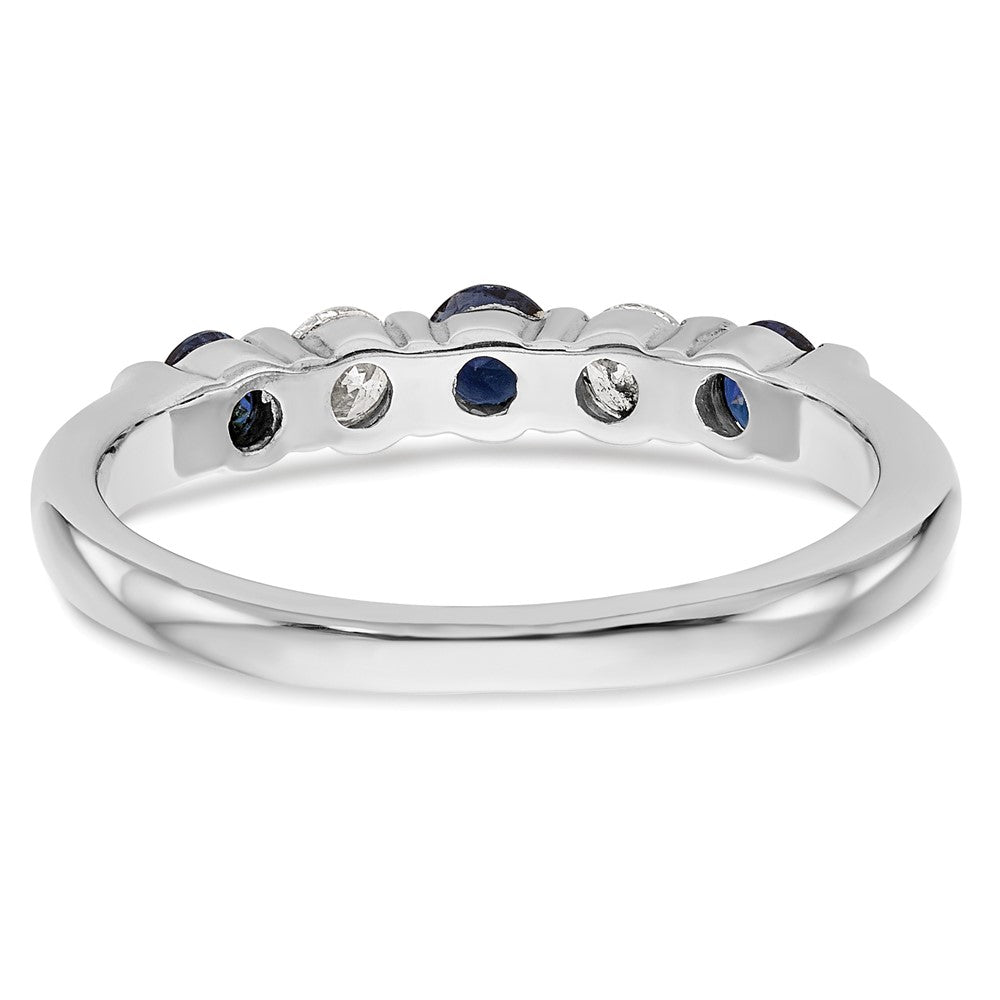 14K Weißgold 2,9 mm Saphir AA und echter Diamant Memoire-Ring