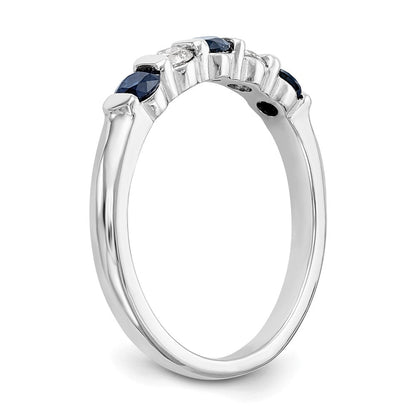 14K Weißgold 2,9 mm Saphir AA und echter Diamant Memoire-Ring