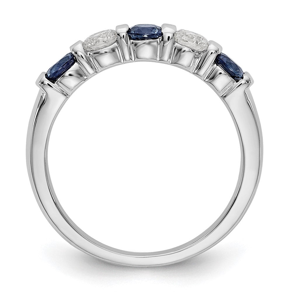 14K Weißgold Echt Diamant mit Saphir Ring
