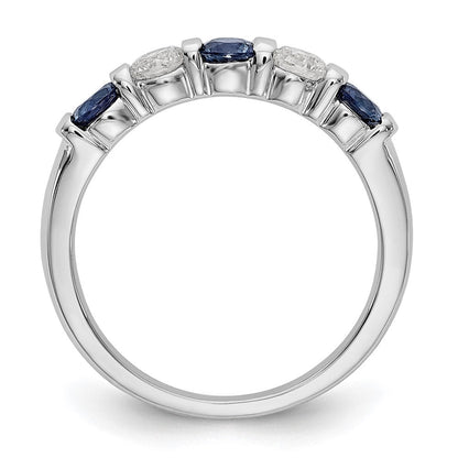 14K Weißgold Echt Diamant mit Saphir Ring