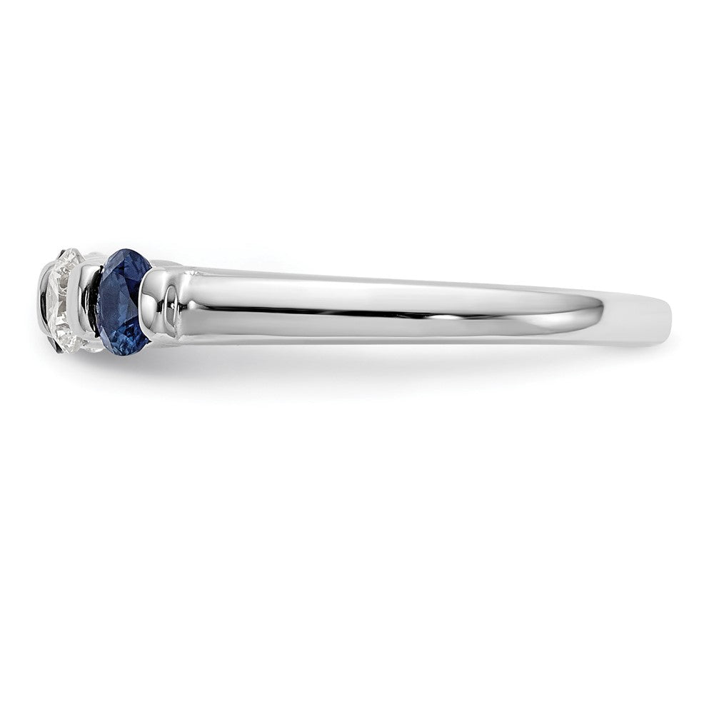14K Weißgold Echt Diamant mit Saphir Ring