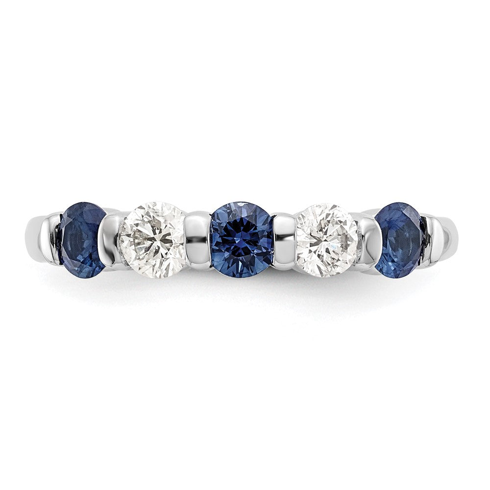 14K Weißgold Echt Diamant mit Saphir Ring