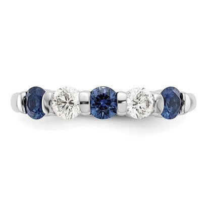 14K Weißgold Echt Diamant mit Saphir Ring