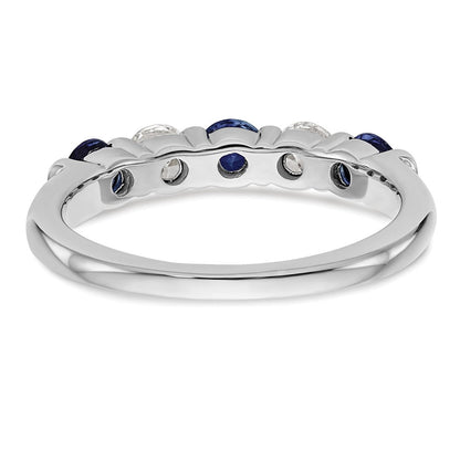 14K Weißgold Echt Diamant mit Saphir Ring