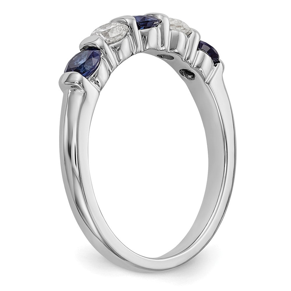 14K Weißgold Echt Diamant mit Saphir Ring