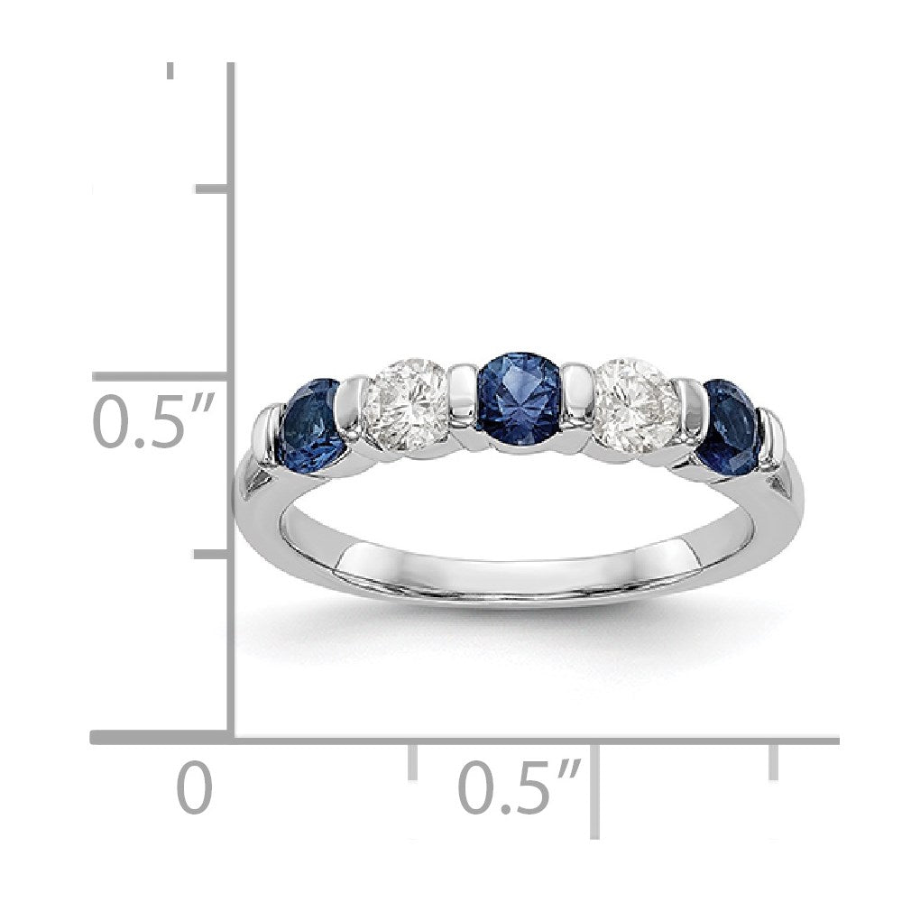 14K Weißgold Echt Diamant mit Saphir Ring