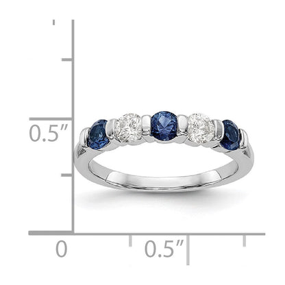 14K Weißgold Echt Diamant mit Saphir Ring