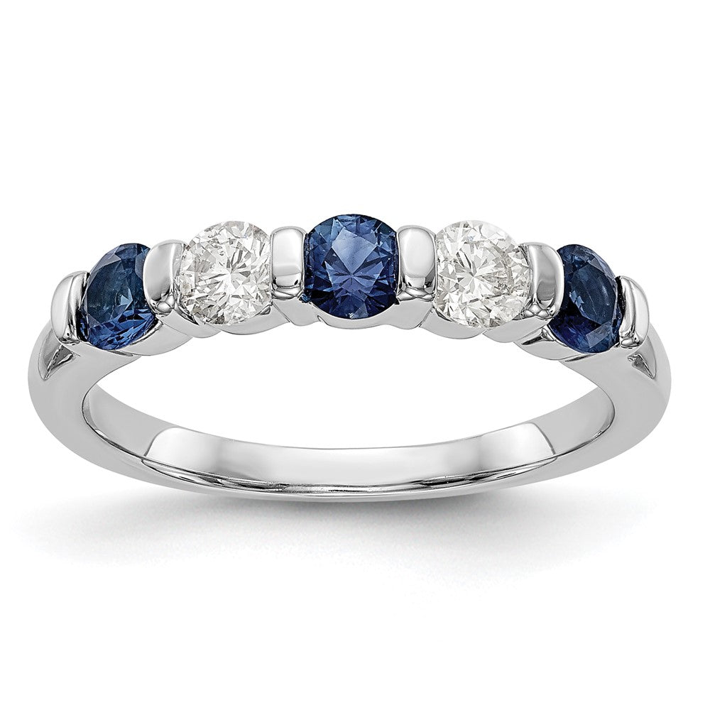 14K Weißgold Echt Diamant mit Saphir Ring