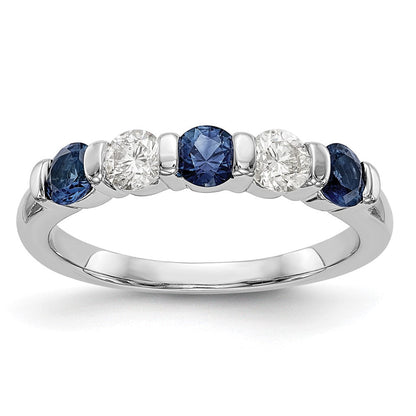 14K Weißgold Echt Diamant mit Saphir Ring