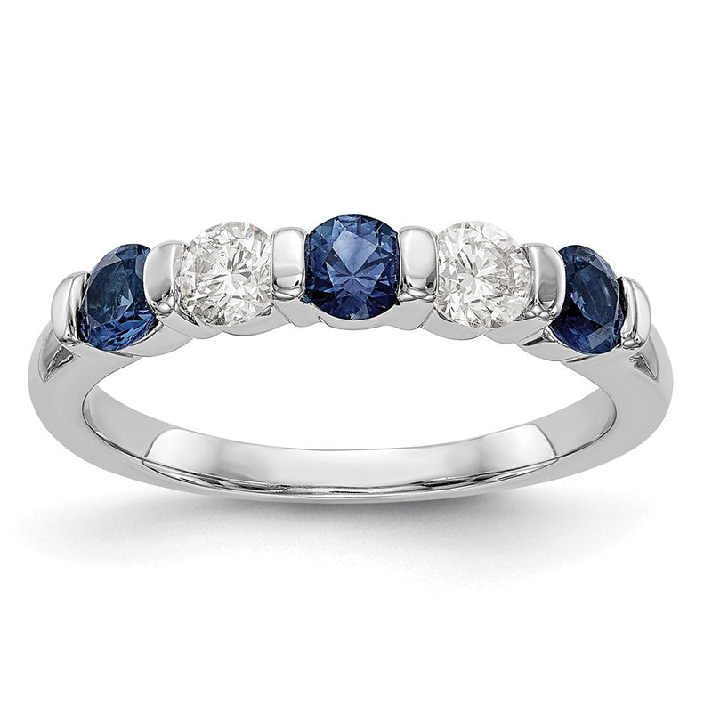 14K Weißgold Echt Diamant mit Saphir Ring