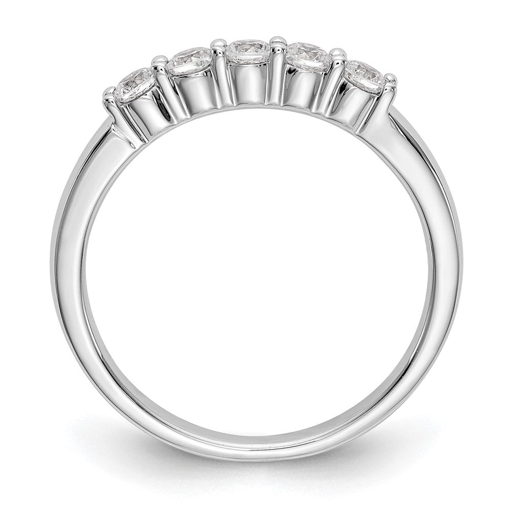 14K Weißgold Ring mit fünf Steinen in Krappenfassung, 0,3K Diamanten im Rundschliff, komplett besetzt