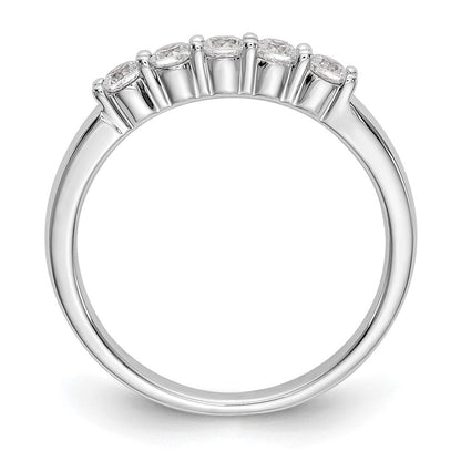 14K Weißgold Ring mit fünf Steinen in Krappenfassung, 0,3K Diamanten im Rundschliff, komplett besetzt
