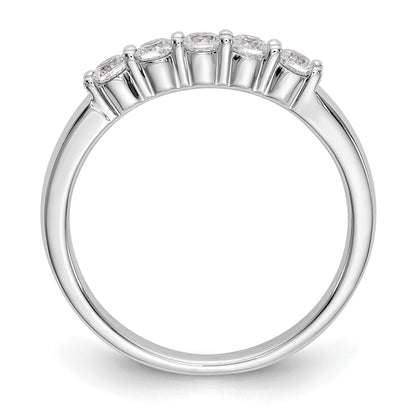 14K Weißgold Ring mit fünf Steinen in Krappenfassung, 0,3K Diamanten im Rundschliff, komplett besetzt