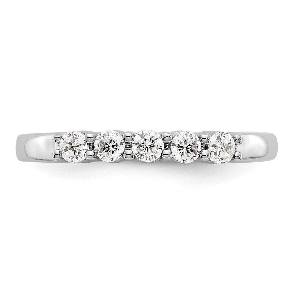 14K Weißgold Ring mit fünf Steinen in Krappenfassung, 0,3K Diamanten im Rundschliff, komplett besetzt