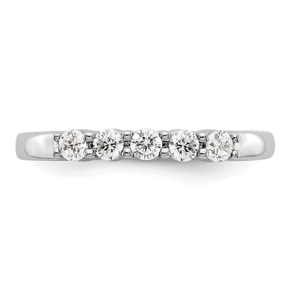 14K Weißgold Ring mit fünf Steinen in Krappenfassung, 0,3K Diamanten im Rundschliff, komplett besetzt