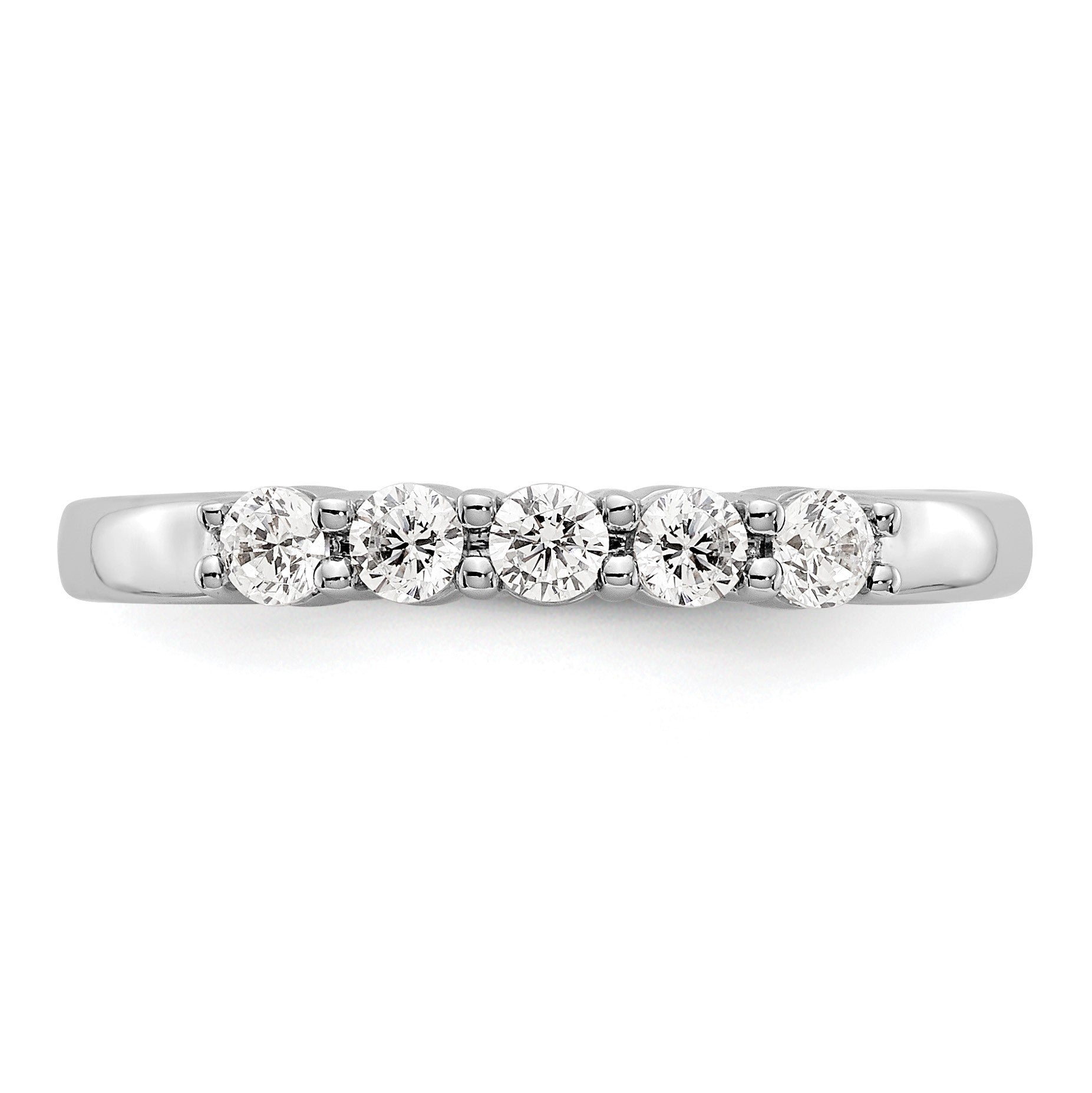 14K Weißgold Ring mit fünf Steinen in Krappenfassung, 0,3K Diamanten im Rundschliff, komplett besetzt