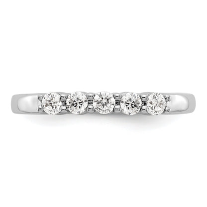 14K Weißgold Ring mit fünf Steinen in Krappenfassung, 0,3K Diamanten im Rundschliff, komplett besetzt