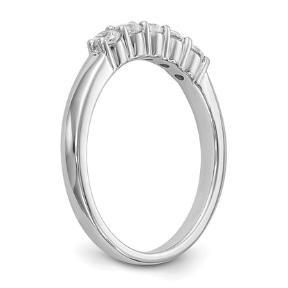 14K Weißgold Ring mit fünf Steinen in Krappenfassung, 0,3K Diamanten im Rundschliff, komplett besetzt