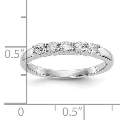 14K Weißgold Ring mit fünf Steinen in Krappenfassung, 0,3K Diamanten im Rundschliff, komplett besetzt