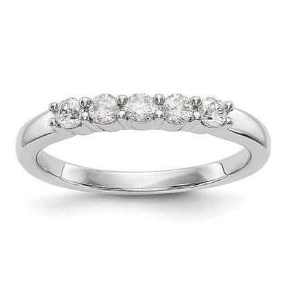 14K Weißgold Ring mit fünf Steinen in Krappenfassung, 0,3K Diamanten im Rundschliff, komplett besetzt