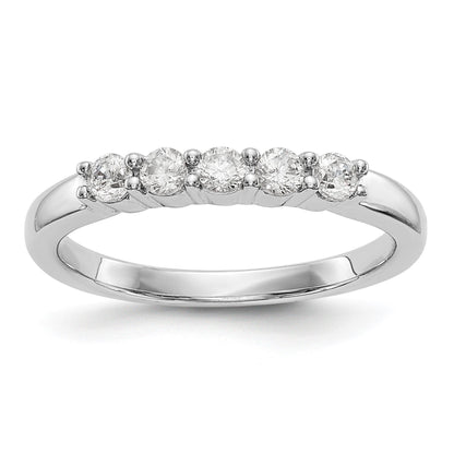 14K Weißgold Ring mit fünf Steinen in Krappenfassung, 0,3K Diamanten im Rundschliff, komplett besetzt