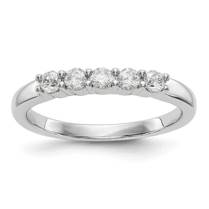 14K Weißgold Ehering mit 5 natürlichen Diamanten
