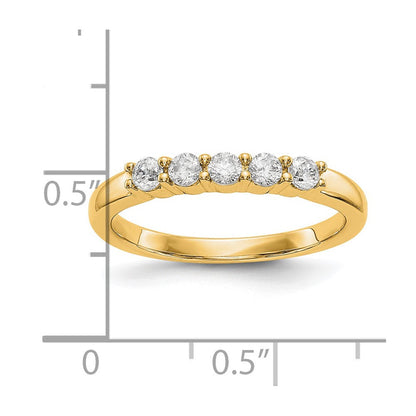 14K Gelbgold Ring mit 5 echten Diamanten