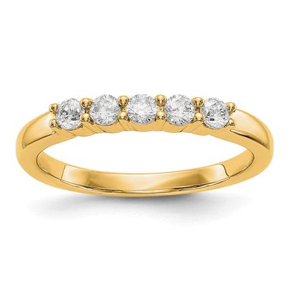 14K Gelbgold Ring mit 5 echten Diamanten