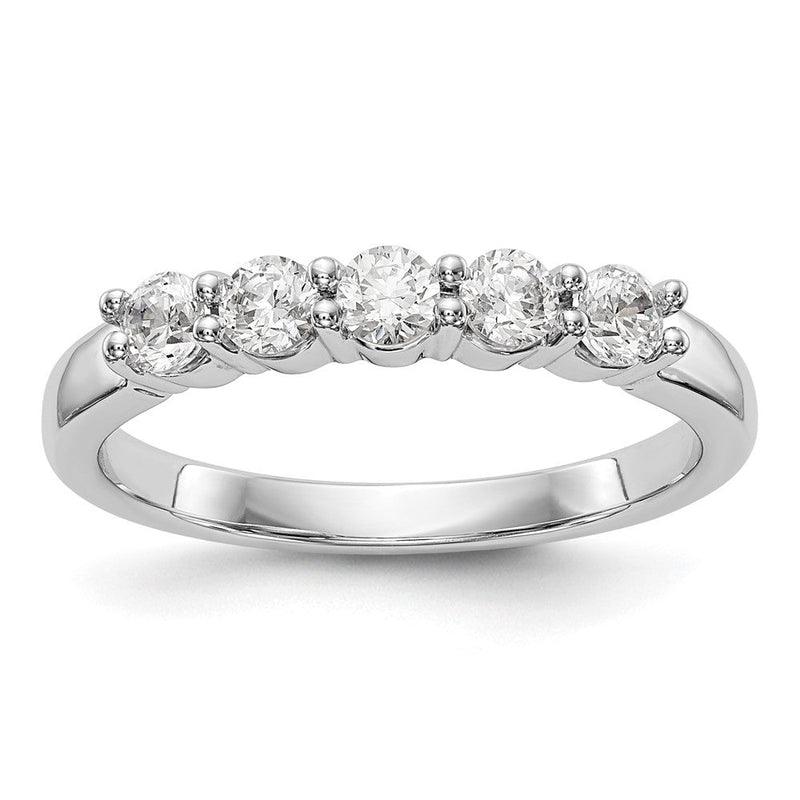 14K Weißgold Ehering mit 5 natürlichen Diamanten