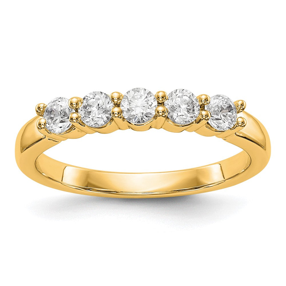 True Origin 14K Gelbgold 1/2 Karat Im Labor Gezüchtet Diamant Vs+ F+ Komplett Rund Five Stein Ring
