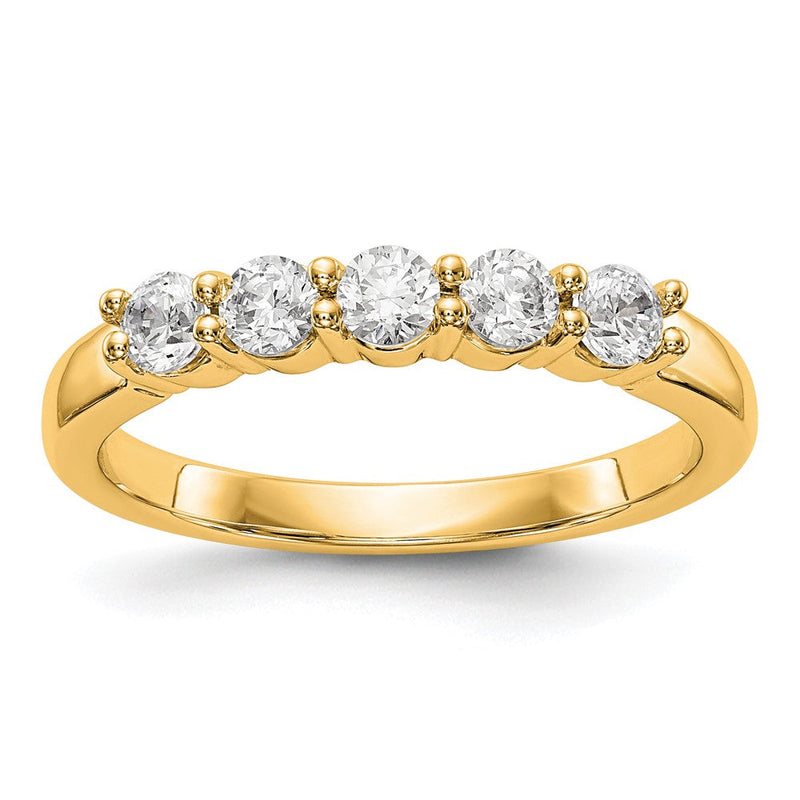 True Origin 14K Gelbgold 1/2 Karat Im Labor Gezüchtet Diamant Vs+ F+ Komplett Rund Five Stein Ring