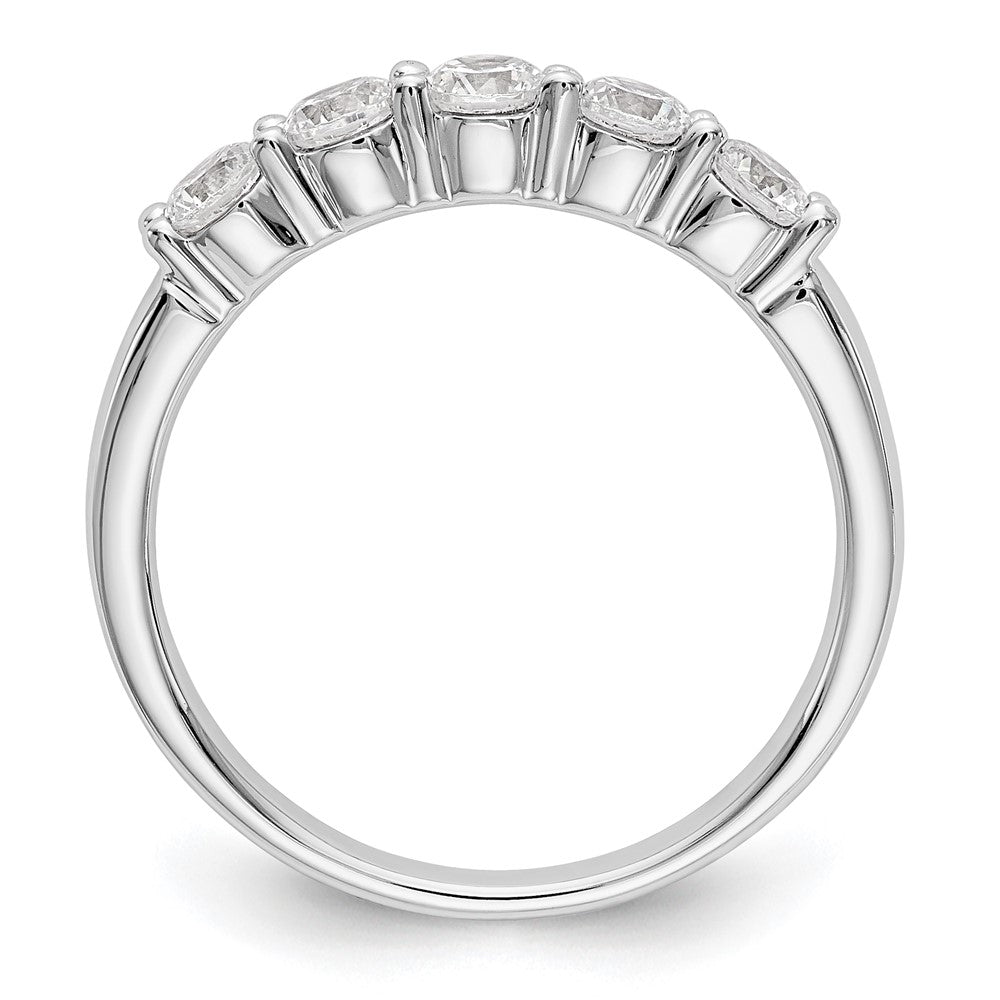 14K Weißgold Ehering mit 5 natürlichen Diamanten (0,65 ct Gesamtgewicht)