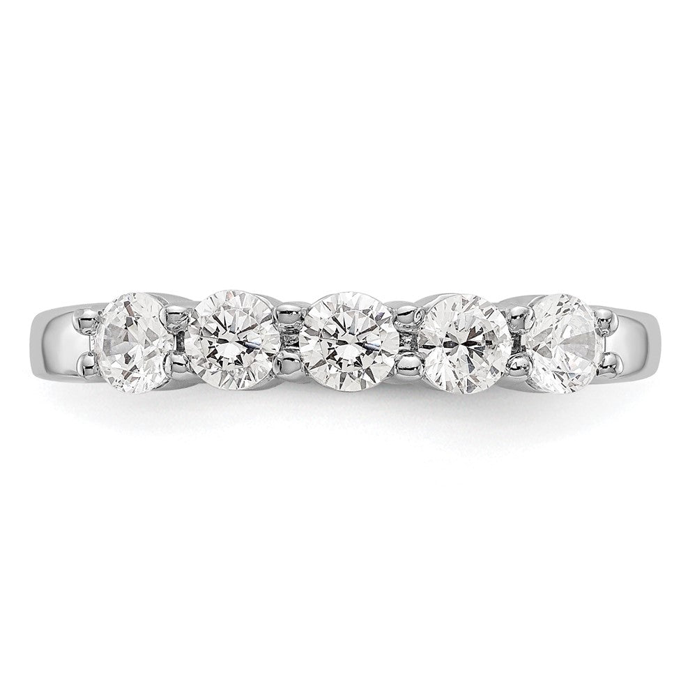 14K Weißgold Ehering mit 5 natürlichen Diamanten (0,65 ct Gesamtgewicht)