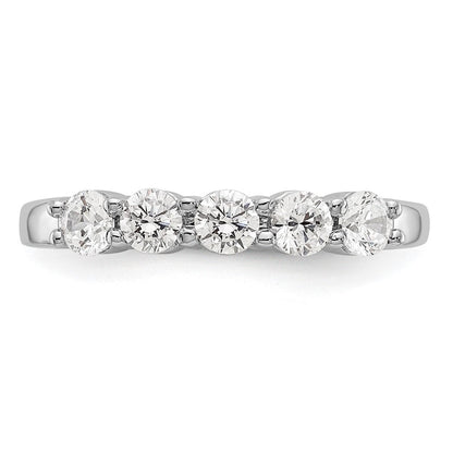 14K Weißgold Ehering mit 5 natürlichen Diamanten (0,65 ct Gesamtgewicht)