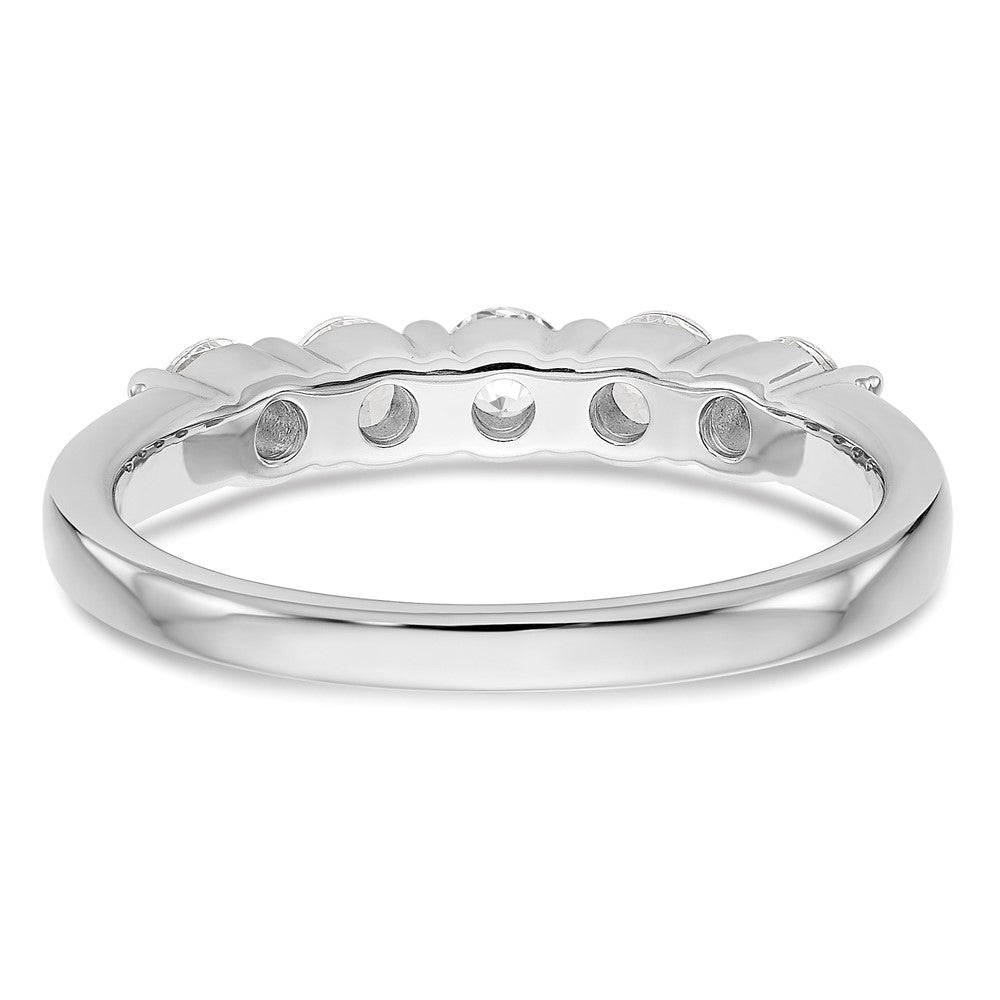 14K Weißgold Ehering mit 5 natürlichen Diamanten (0,65 ct Gesamtgewicht)