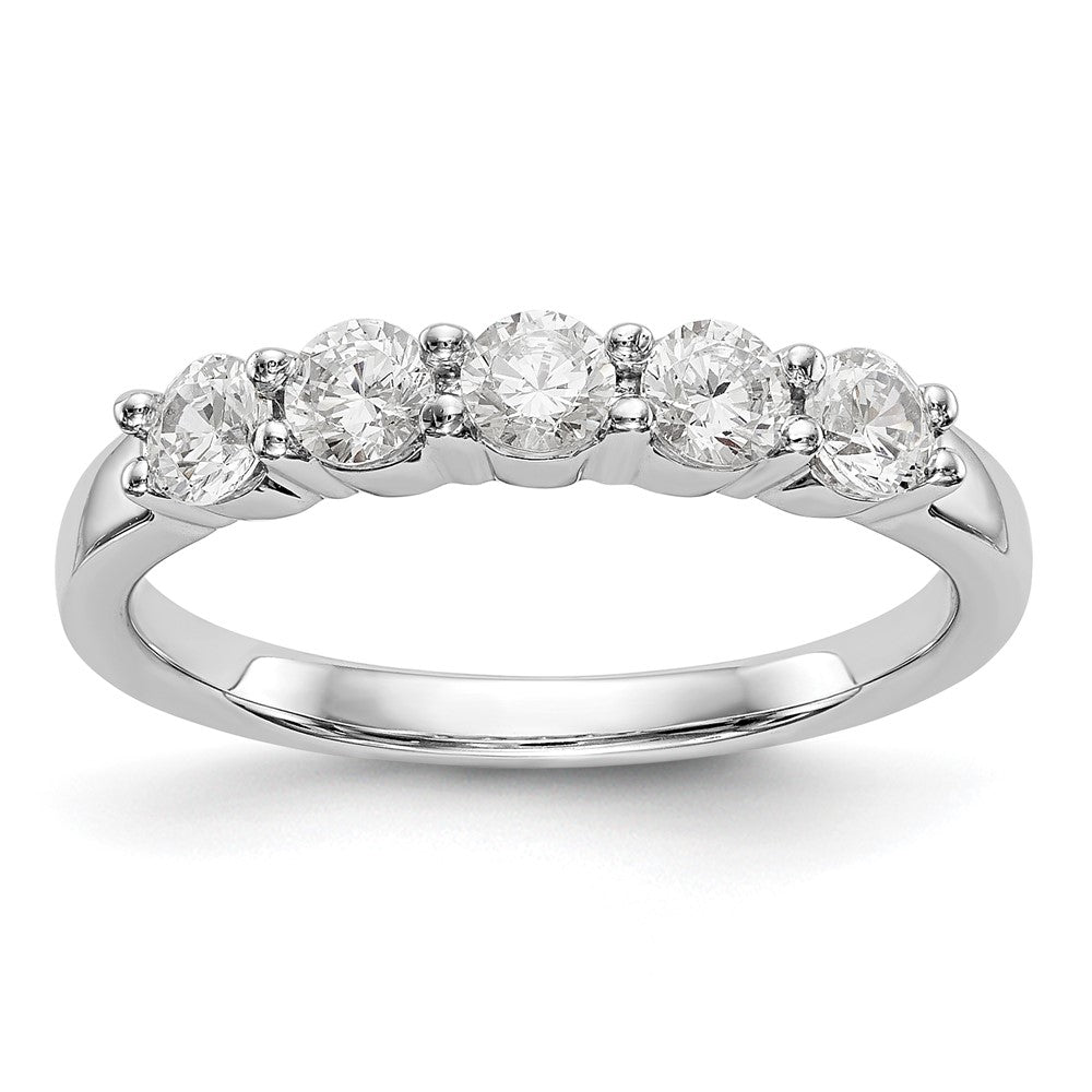 14K Weißgold Ehering mit 5 natürlichen Diamanten (0,65 ct Gesamtgewicht)