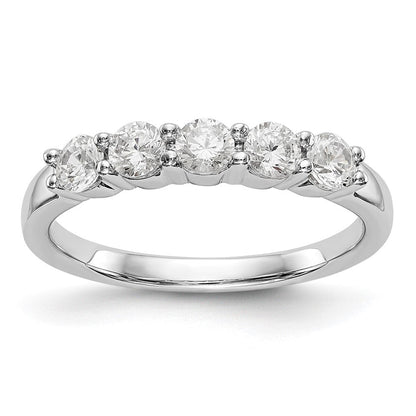 14K Weißgold Ehering mit 5 natürlichen Diamanten (0,65 ct Gesamtgewicht)