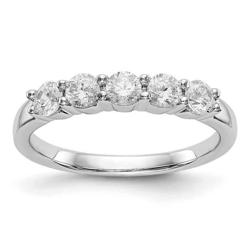 14K Weißgold Ehering mit 5 natürlichen Diamanten, 0,65 ct. Gesamtgewicht