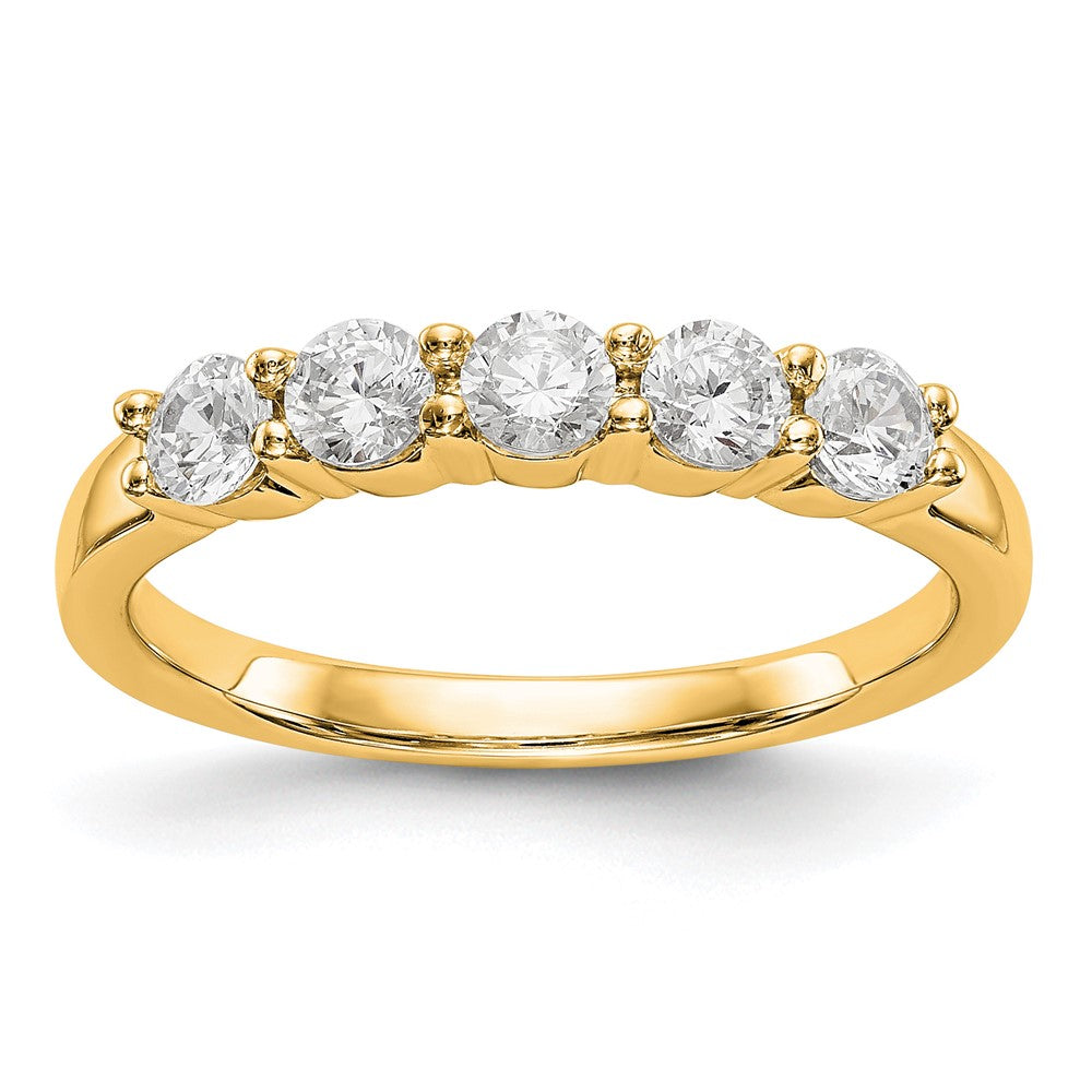 True Origin 14K Gelbgold 5/8 Karat Im Labor Gezüchtet Diamant Vs+ F+ Komplett Rund Five Stein Ring