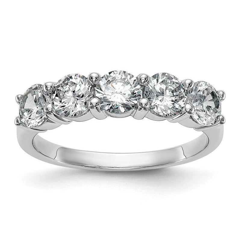 14K Weißgold Ring mit 5 natürlichen Diamanten (1,65 ct Gesamtgewicht)