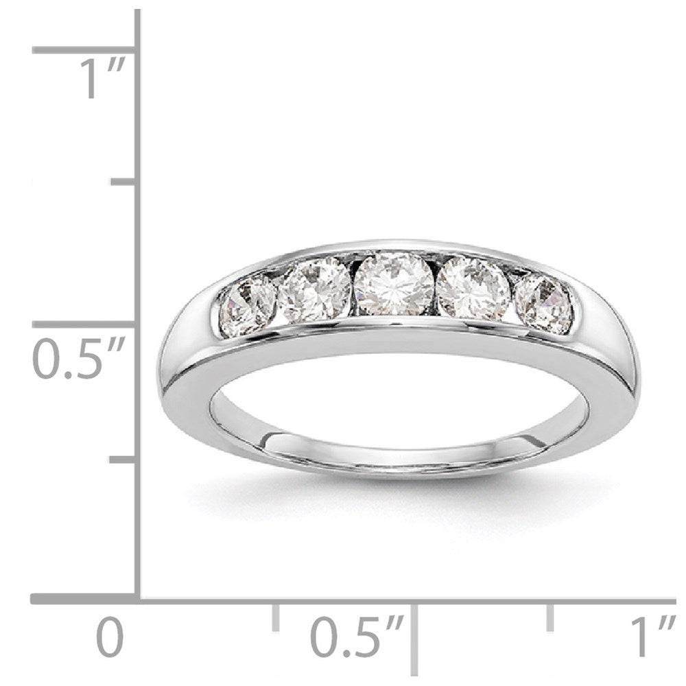14K Weißgold Fünf-Stein-Ring mit natürlichen Diamanten in Kanalfassung