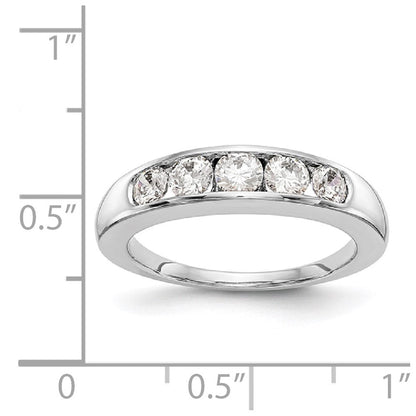 14K Weißgold Fünf-Stein-Ring mit natürlichen Diamanten in Kanalfassung