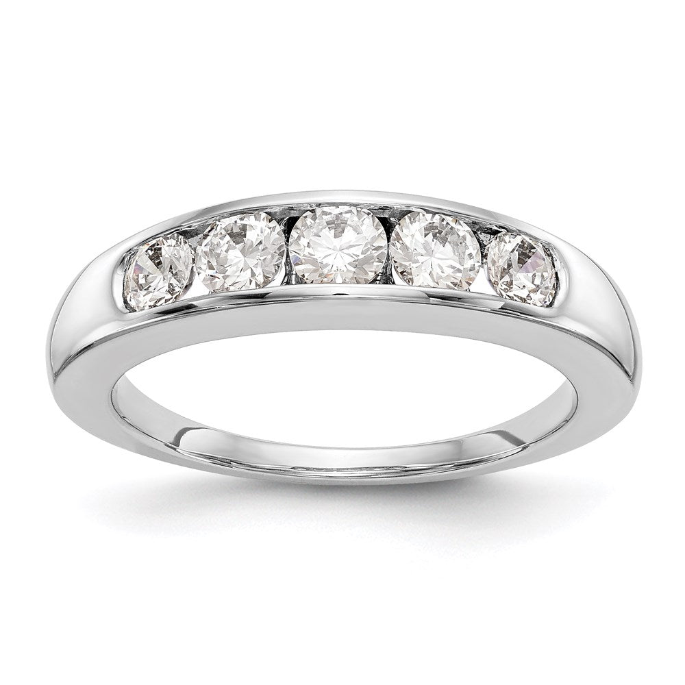 14K Weißgold Fünf-Stein-Ring mit natürlichen Diamanten in Kanalfassung