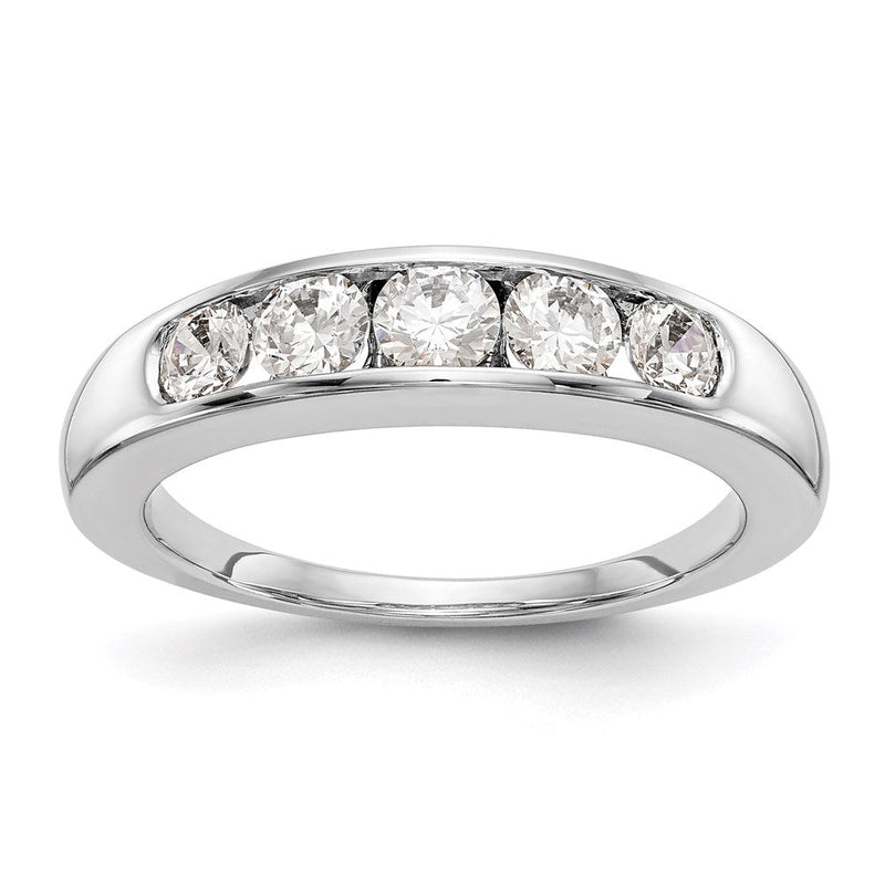 14K Weißgold Fünf-Stein-Ring mit natürlichen Diamanten in Kanalfassung